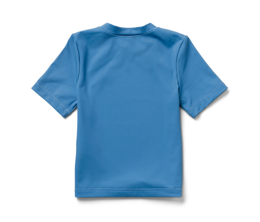 Blaues Kinder-Shirt mit UV-Schutzfaktor 80.
