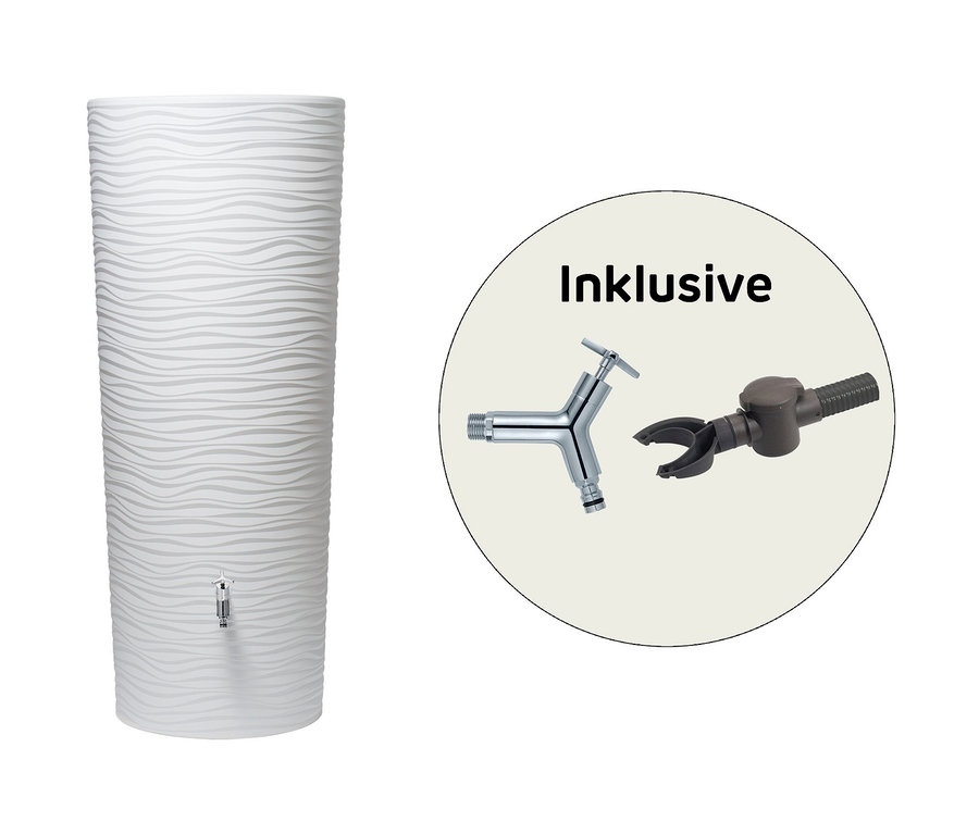 Abbildung des Garantia 2-in-1-Regentonne-Komplett-Sets, ca. 350 l, arctic.