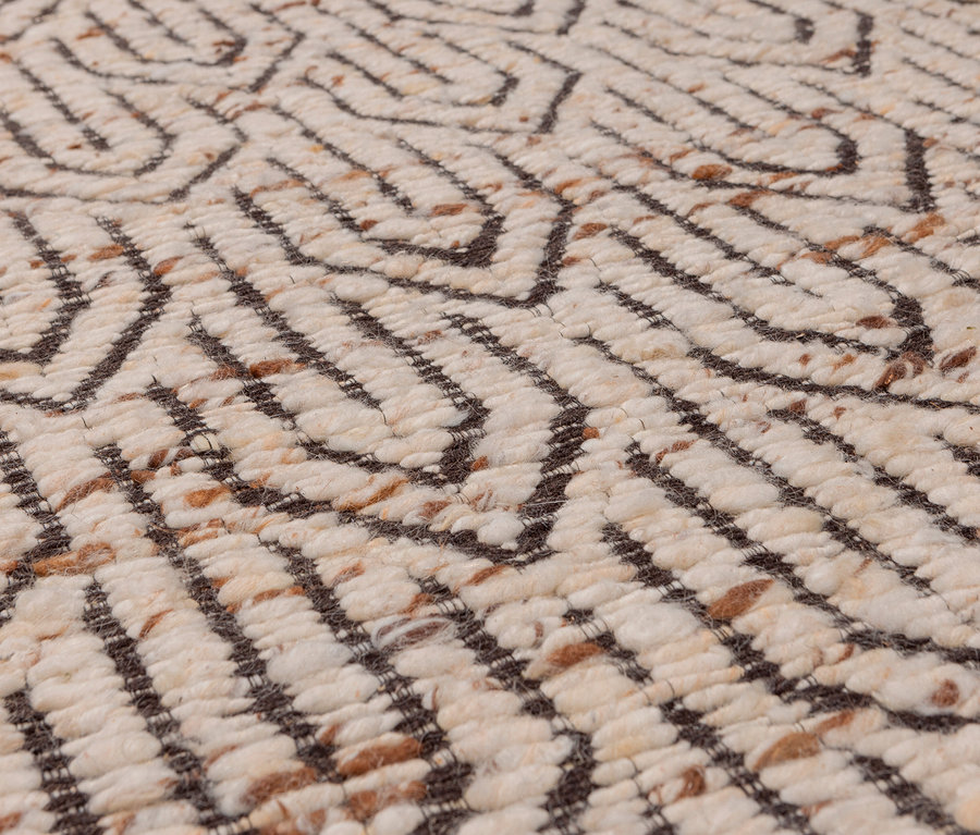 Detailaufnahme des Woood Teppichs »Joslin«, melange, 170 x 240 cm, mit braunem Muster.