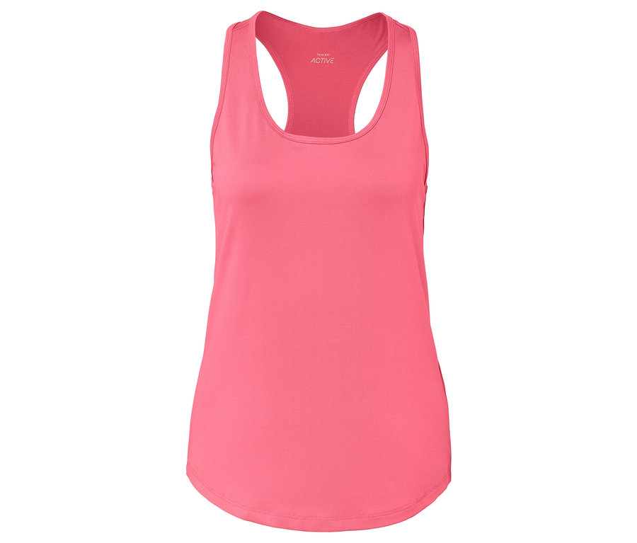Rosa Tanktop mit Ringerrücken.