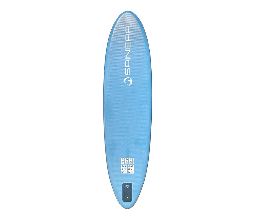 Blaues Spinera SUP Board Lets Paddle 10'10" auf weißem Hintergrund.