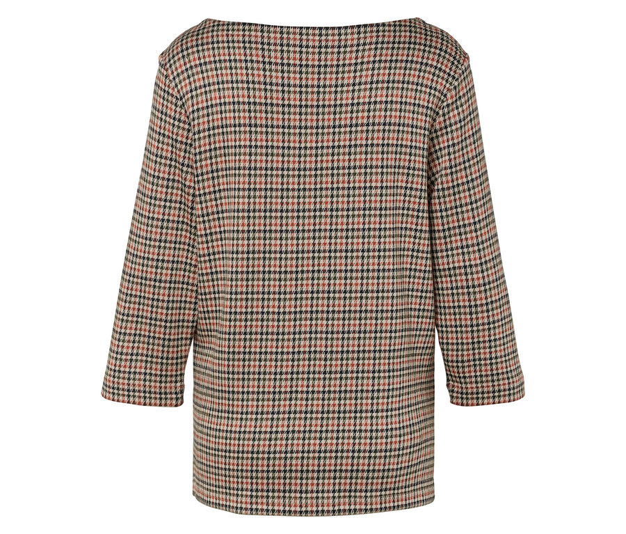 Rückansicht eines Blazers mit Hahnentrittmuster.