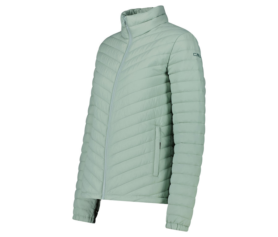 Hellgrüne Steppjacke mit Reißverschluss.