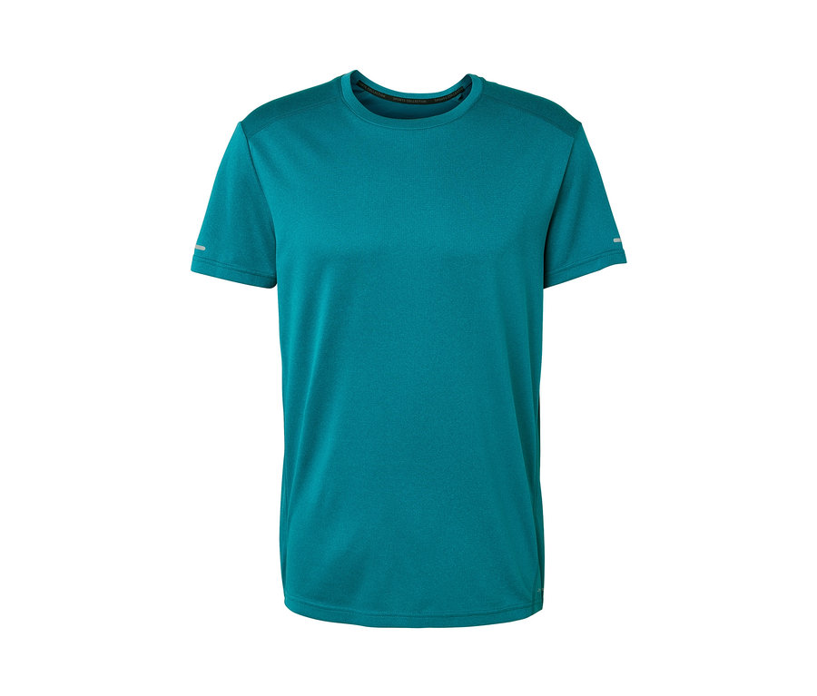 Türkises Funktionsshirt auf weißem Hintergrund.