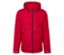Rote Kapuzenjacke mit Reißverschluss.