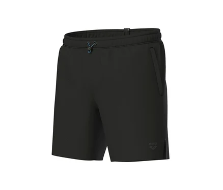 Schwarze Badeshorts mit Kordelzug.