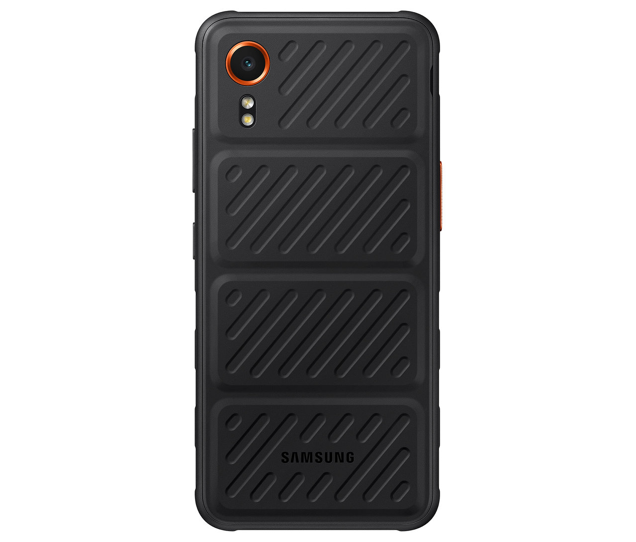 Detailansicht des schwarzen Samsung Galaxy XCover7 EE 5G.