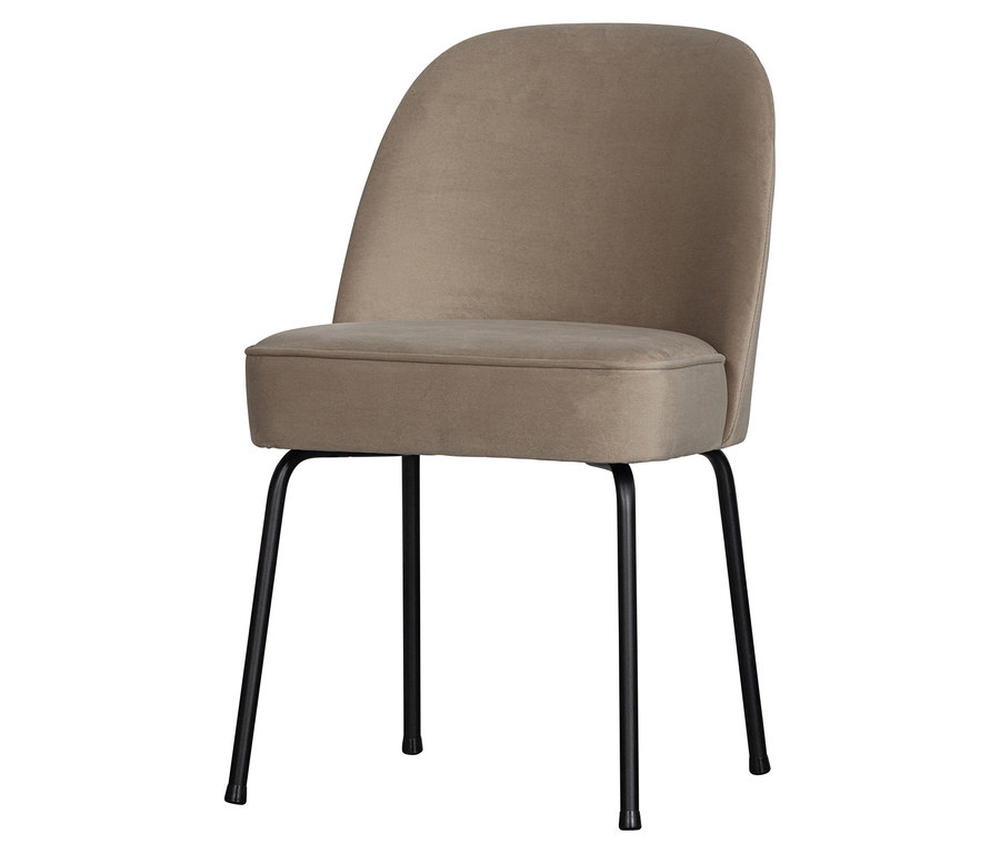 Ein BePureHome »Vogue« Esszimmerstuhl (aus einem 2er-Set) in Khaki mit schwarzem Metallgestell.