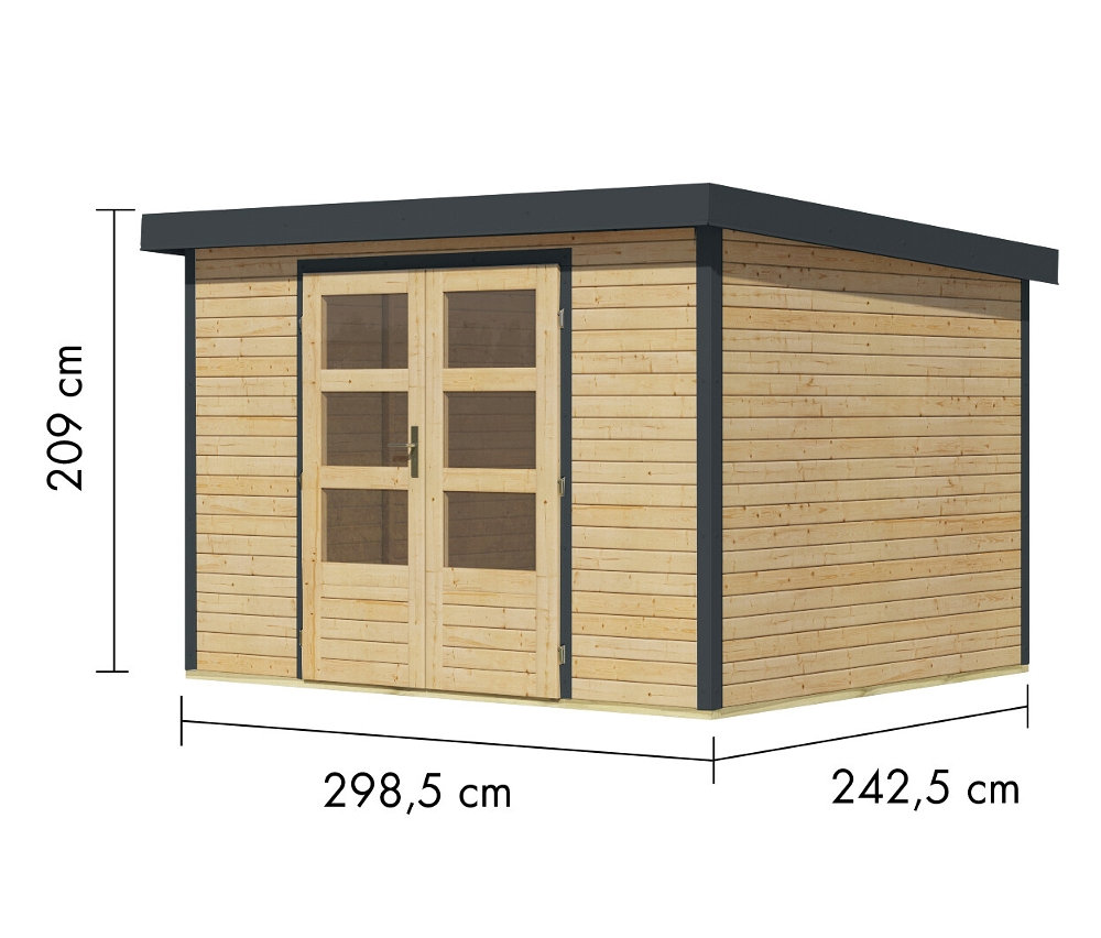 Thumbnail - Karibu Gerätehaus - 298,5x242,5x209cm - anthrazit - Fichtenholz / Stahl