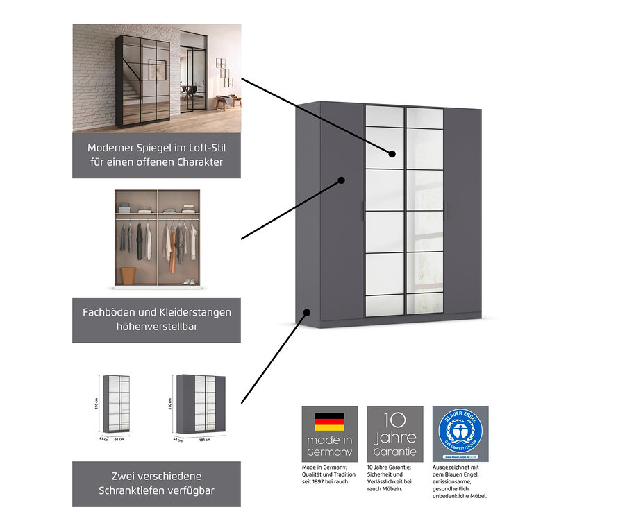 Grauer rauch Schrank »Acero« mit 2 Türen.