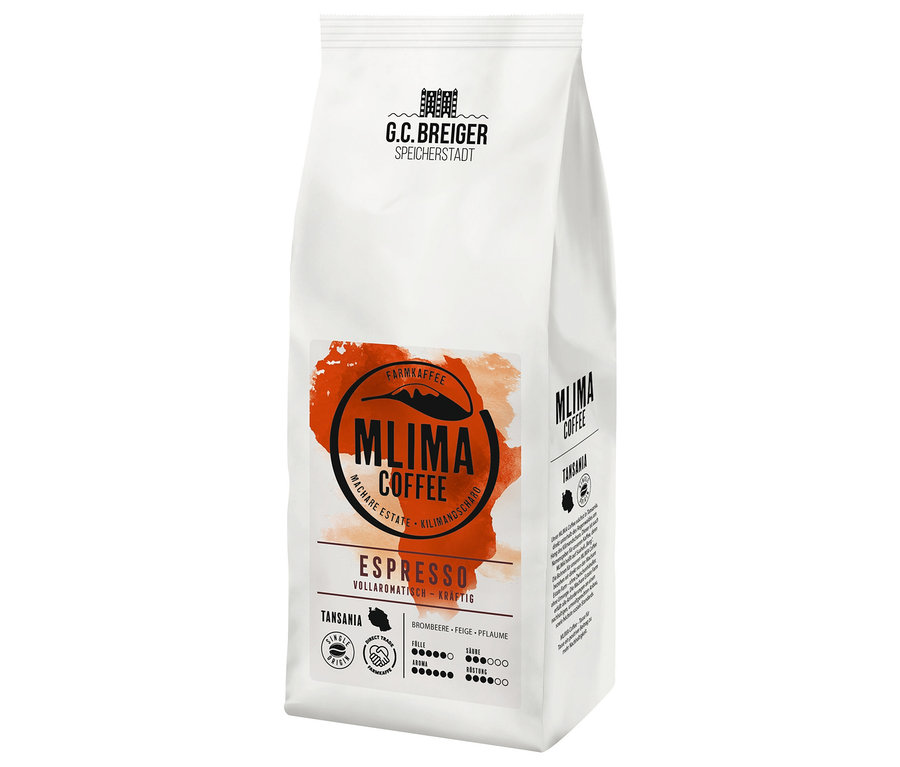 Eine Packung MLIMA Coffee - Espresso - 1x 500 g Ganze Bohne.