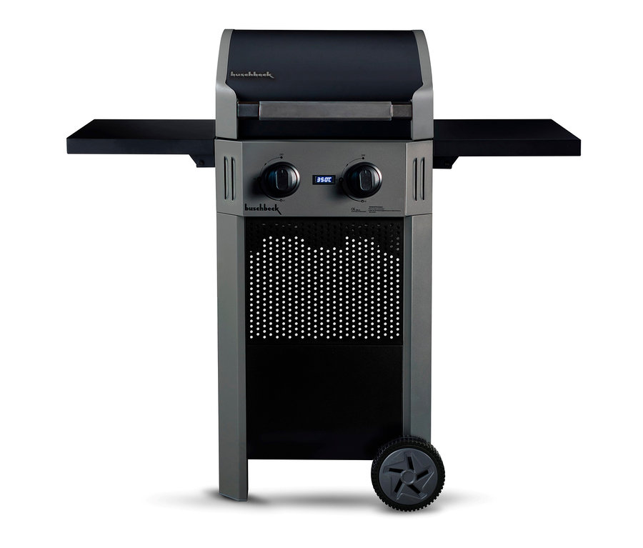Frontansicht des Buschbeck Elektrogrills "Grenada" mit 2 Brennern.