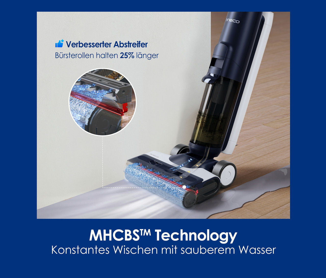 Tineco Nass-Trockensauger S6 Flashdry PET wischt den Boden.