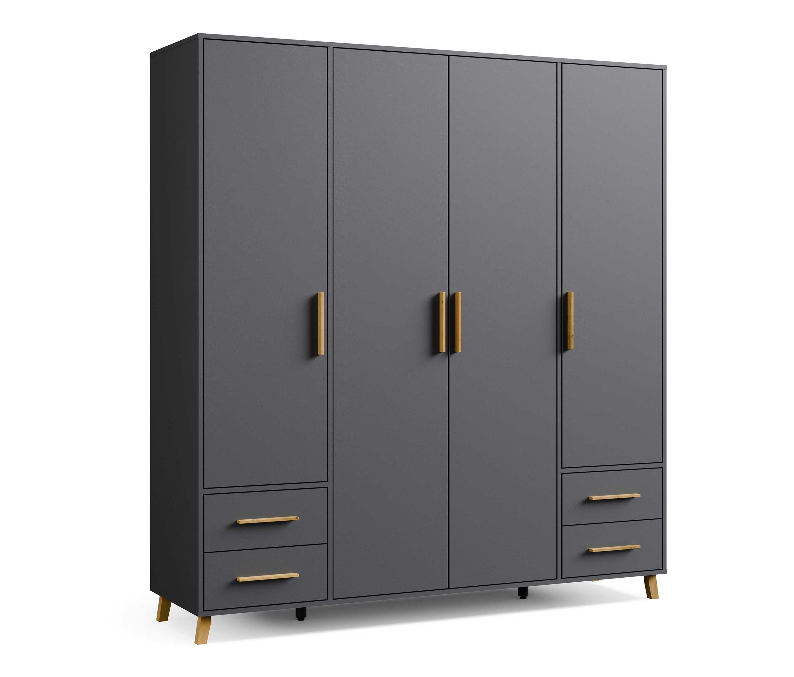 Thumbnail - rauch Drehtürenschrank »Shinjo« - 187x53x203cm - grau - Holz
