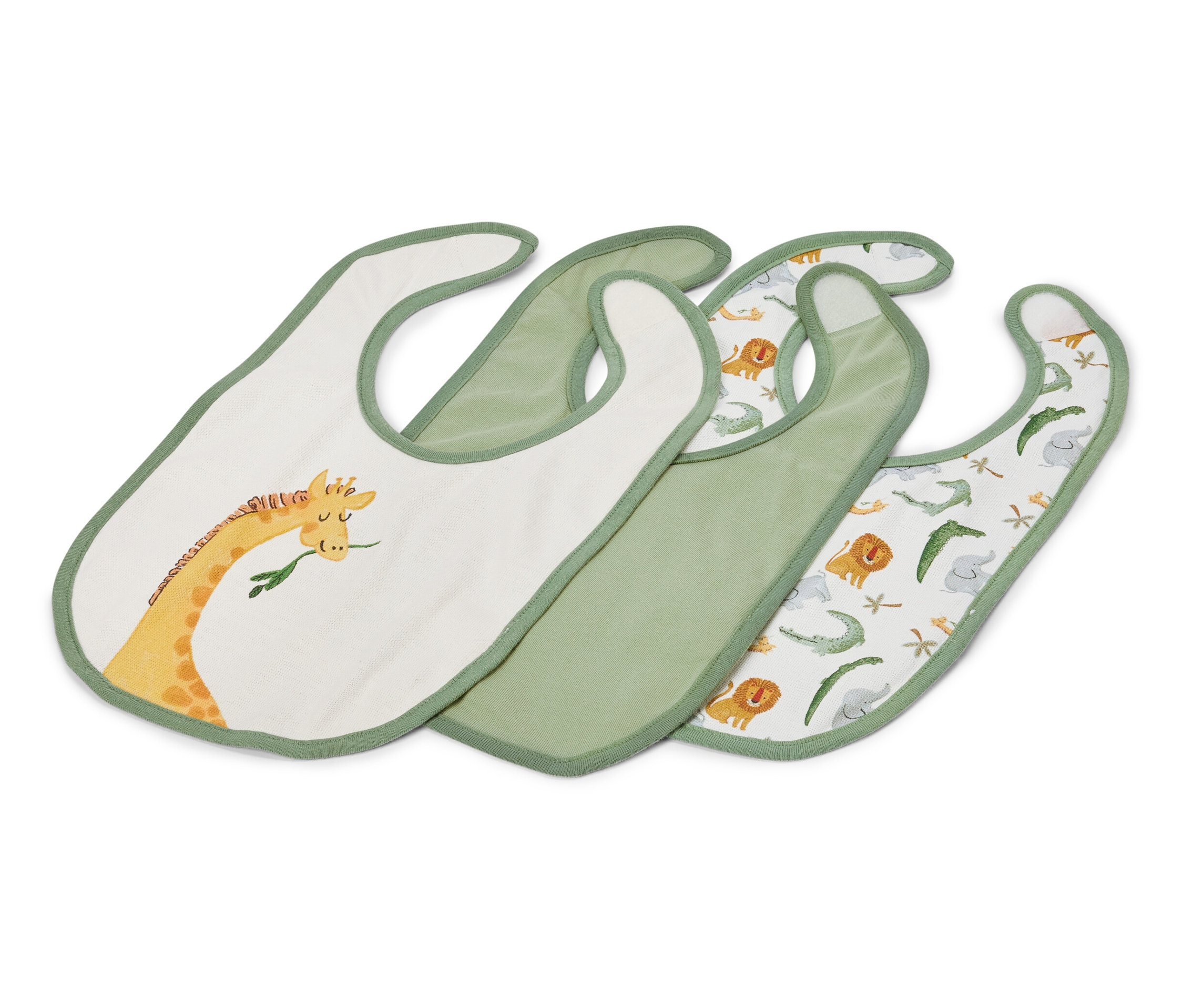 Tchibo - 3 Baumwoll-Baby-Lätzchen mit Tiermotiven - olivgrün