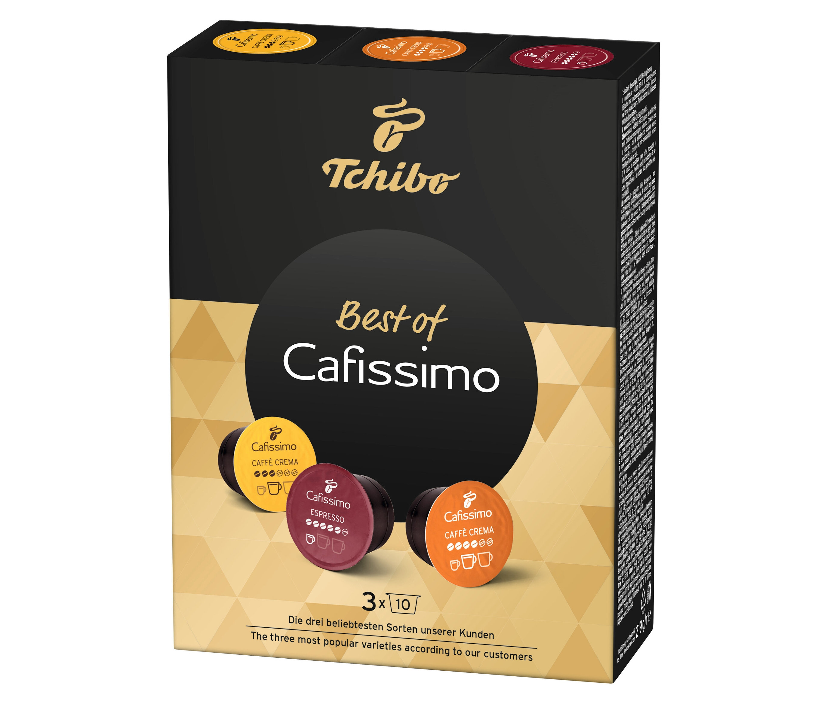 Eine Packung Cafissimo Best of Cafissimo 30 Kapseln von Tchibo ist zu sehen.