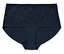 Ein marineblauer Damenslip mit hoher Taille und Spitze.
