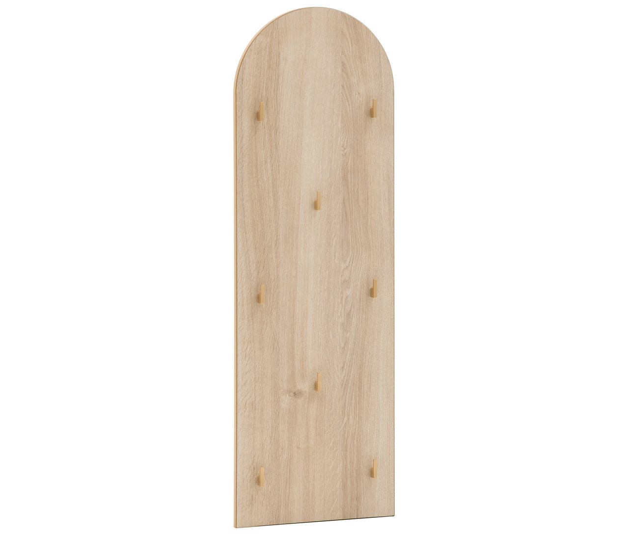 Holzfarbenes Hakenpaneel »Flora« mit abgerundeter Oberseite und mehreren Haken.