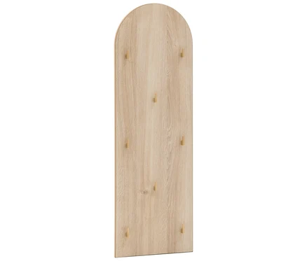 Holzfarbenes Hakenpaneel »Flora« mit abgerundeter Oberseite und mehreren Haken.