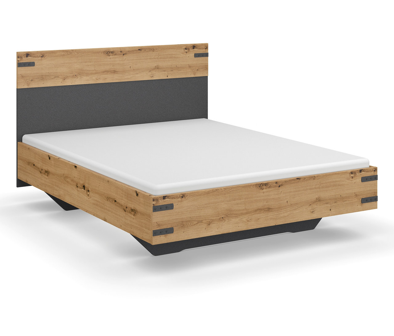 Das Bild zeigt ein rauch Bett »Butte«, 140 x 200 cm, aus dem rauch Schlafzimmer-Set »Butte«, groß. Das Bett hat einen hellbraunen Holzrahmen und ein graues Kopfteil.