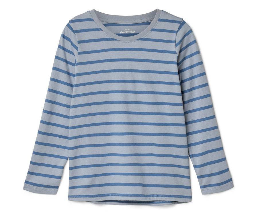 Langärmliges, blau gestreiftes Shirt für Kinder.