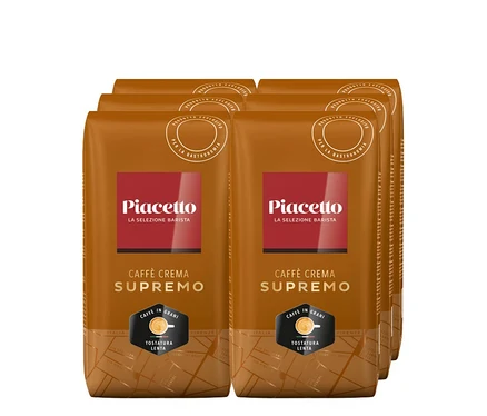Sechs Packungen Piacetto Supremo Caffè Crema - 6x 1 kg Ganze Bohne.