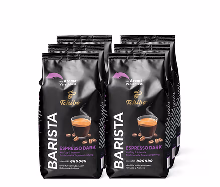 Sechs Packungen BARISTA Espresso Dark - 6x 1 kg Ganze Bohne.