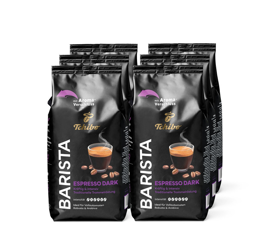 Sechs Packungen BARISTA Espresso Dark - 6x 1 kg Ganze Bohne.
