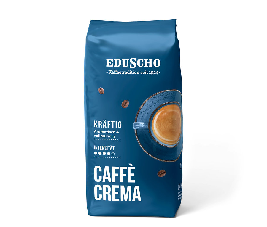 Eine Packung Eduscho Caffè Crema Kräftig - 1 kg Ganze Bohne.