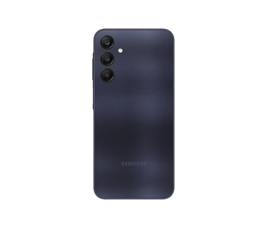 Blau-schwarzes Samsung Galaxy A25 5G 128GB Smartphone mit drei Rückkameras.