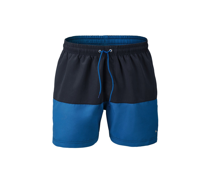Badeshorts: oben schwarz, unten blau.