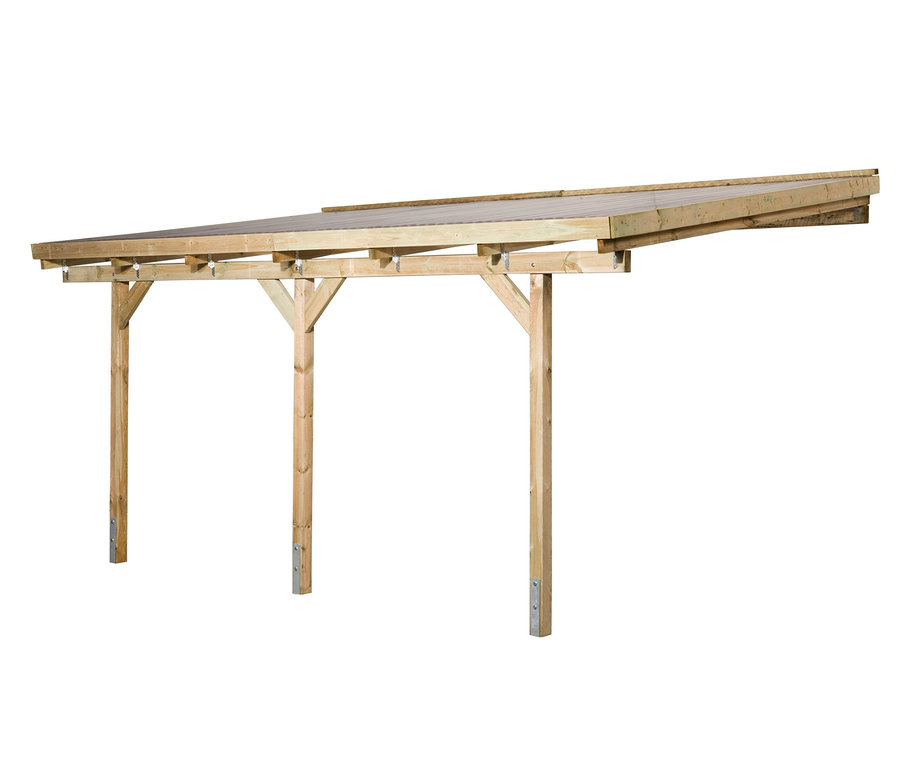 WEKA-Terrassenüberdachung mit drei Holzpfosten