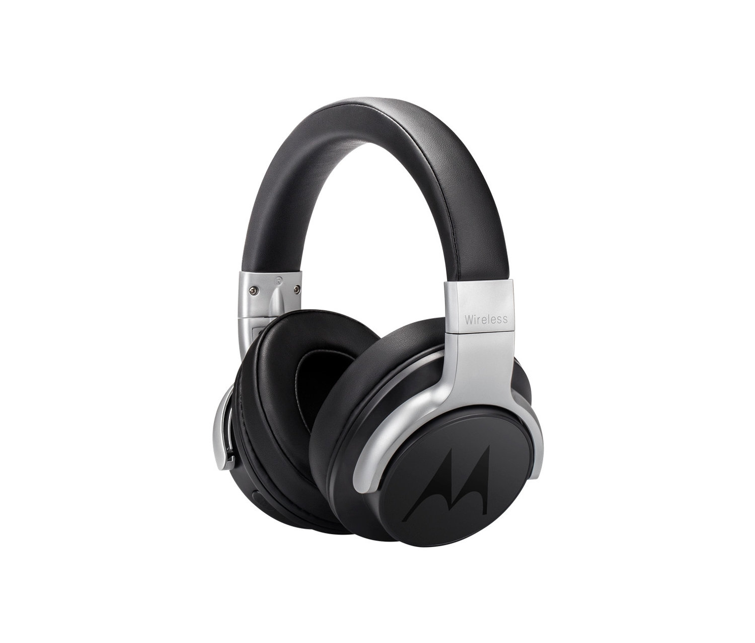 Schwarze Motorola Escape 500 ANC kabellose Kopfhörer auf weißem Hintergrund.