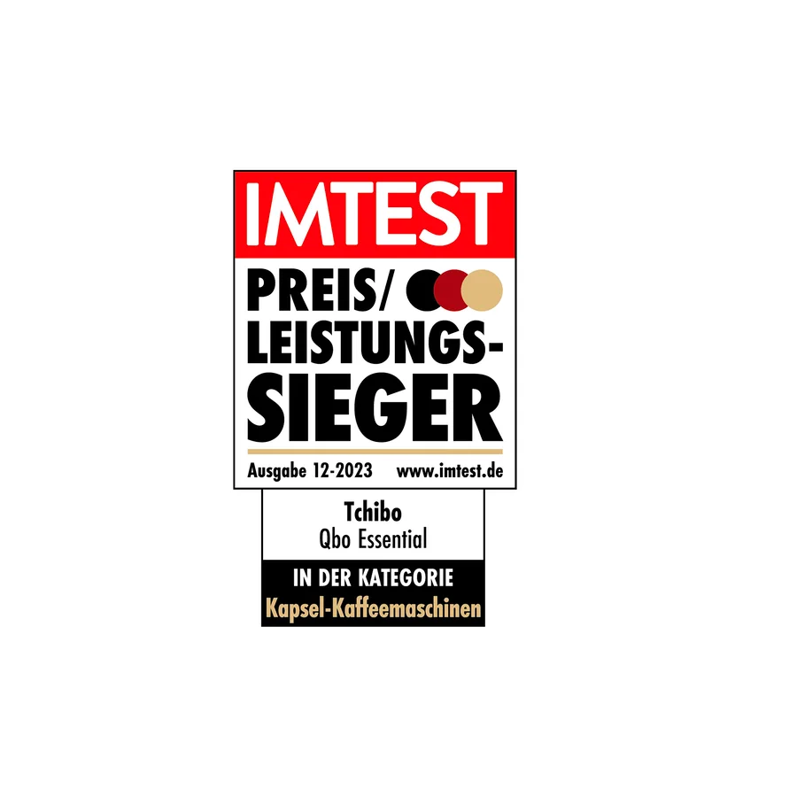 IMTEST Preis/Leistungssieger für Tchibo Qbo Essential in der Kategorie Kapsel-Kaffeemaschinen.