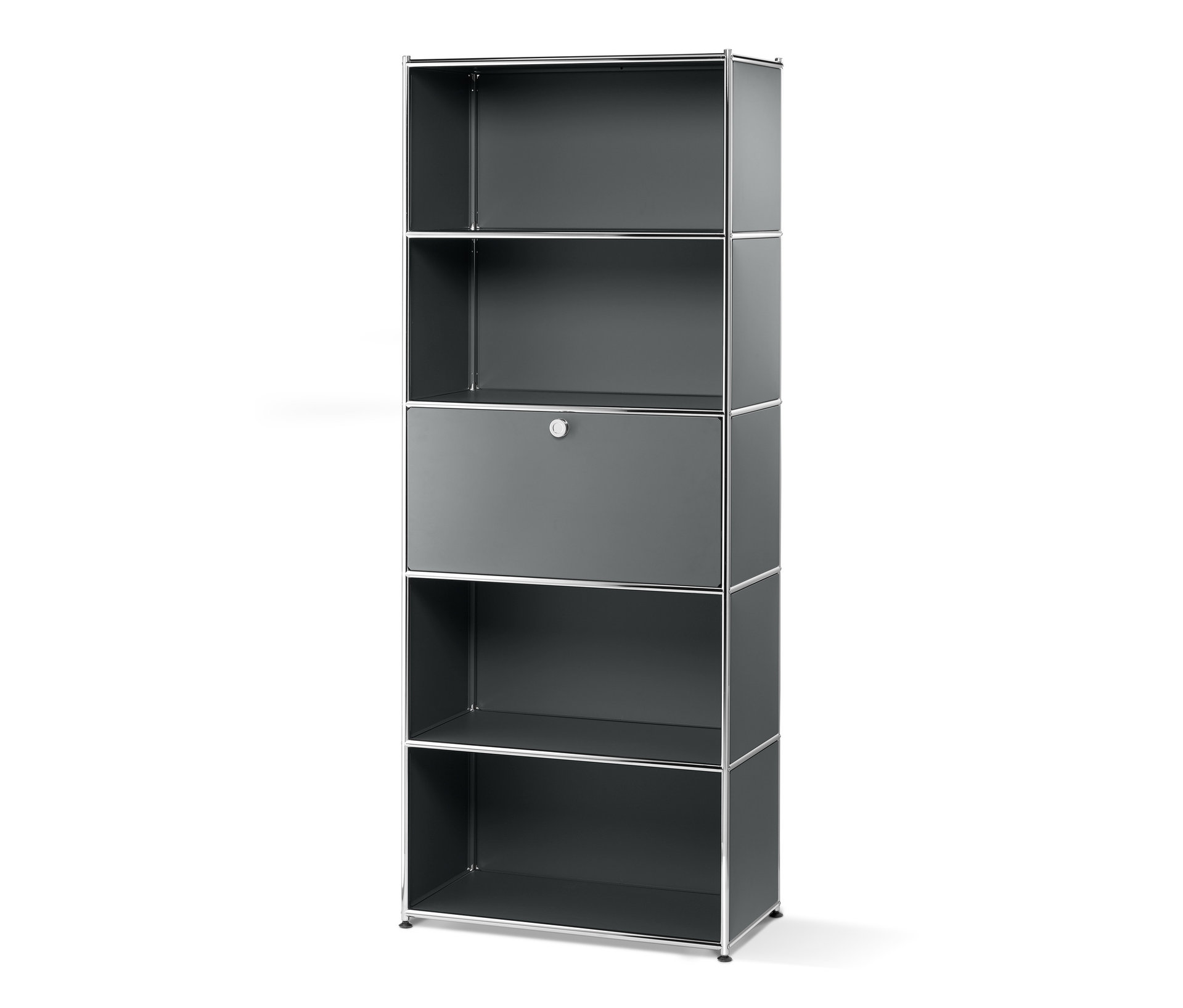 Tchibo - Hohes Regal Metall »Cn3« mit Klappenfach - 77x40x194,5cm - chrom - - Metall / Aluminium