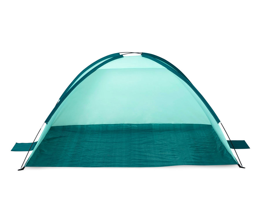Türkisfarbene Bestway® Pavillo Strandmuschel »Beach Ground 2« vor weißem Hintergrund.
