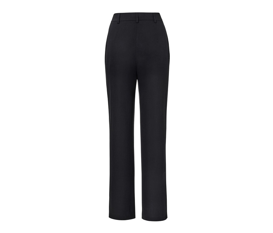Schwarze Bundfalten-Hose.