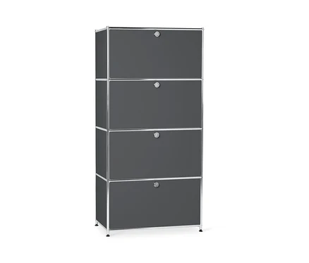 Graues Highboard Metall »CN3« mit 4 Klappenfächern.