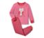 Pink-roter Pyjama mit langem Ärmel und Eulenbild und gestreifter Hose.