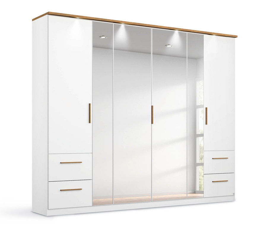 Spiegel-Drehtürenschrank »Carlsson«, 6-türig, ca. 225 cm, mit Beleuchtung.