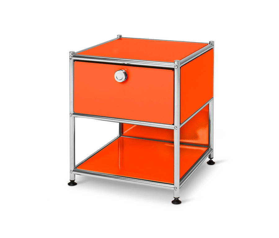 Oranger Beistelltisch mit Schublade Metall »CN3«.