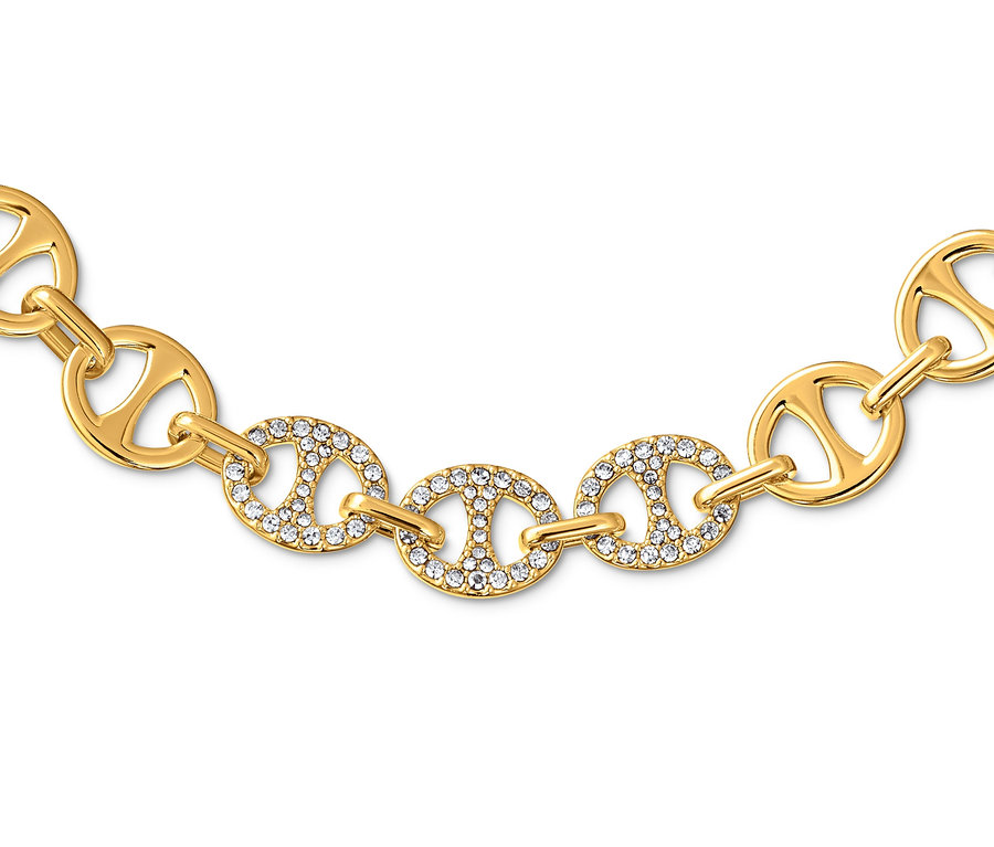 Goldene Kette Schiffsanker mit Glaskristallen.