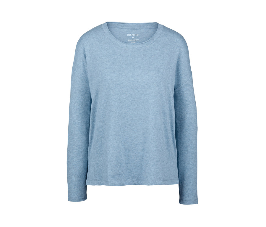 Ein hellblaues Pyjama-Oberteil mit langen Ärmeln.
