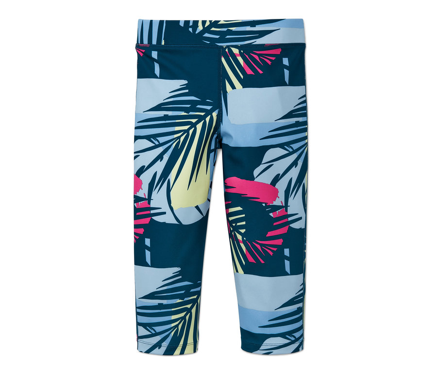 Kinder-3/4-Sporttight mit recyceltem Material mit Blätterdruck.