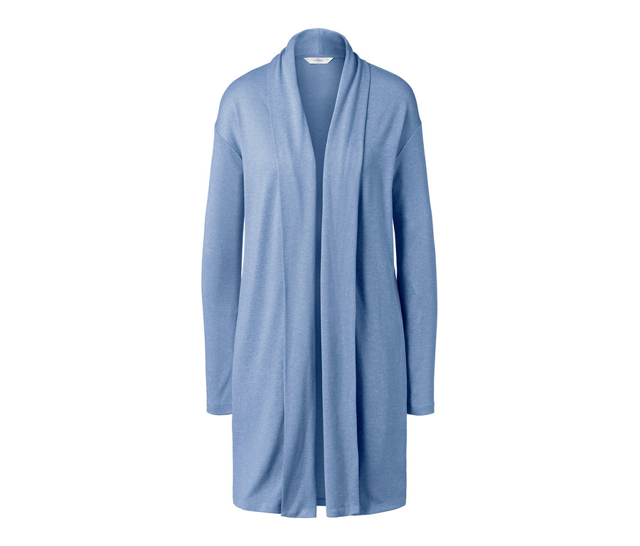 Ein hellblauer Lounge-Cardigan mit langen Ärmeln.