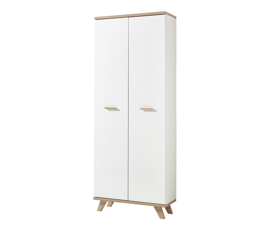 Weißer Schrank »Oslo«, groß, mit Holzdetails.