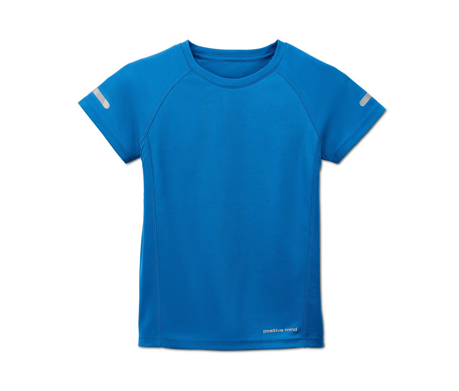 Blaues Funktionsshirt aus recyceltem Material, 3 Stück, mit kurzen Ärmeln.