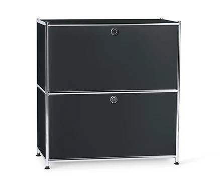 Schwarzes Sideboard Metall »CN3« niedrig mit Klappenfächern.