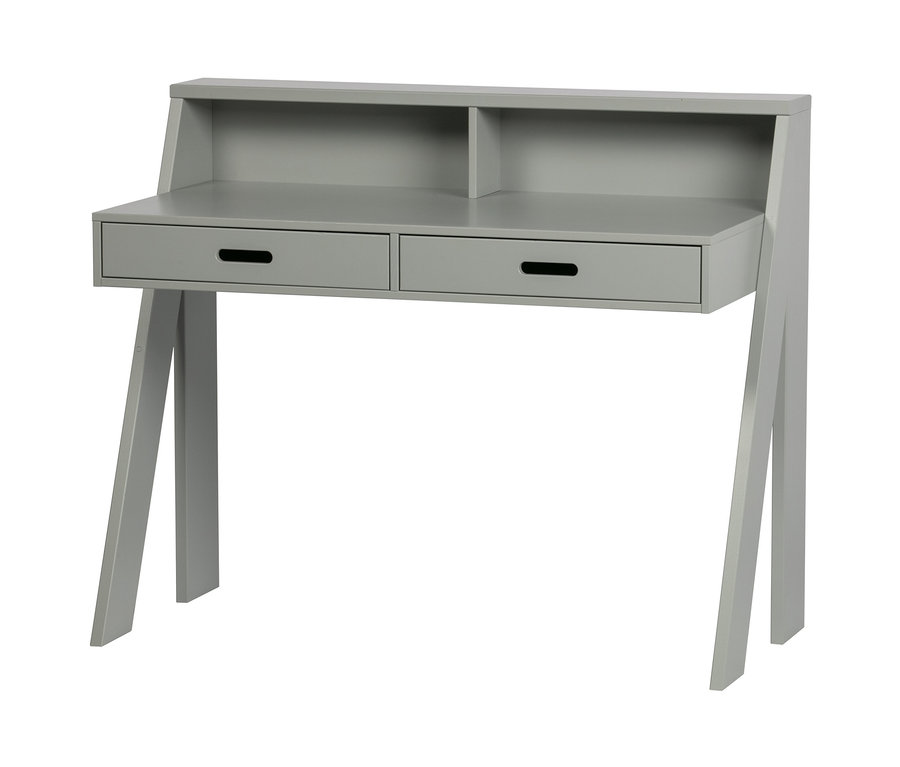 Grauer Schreibtisch »Connect« mit zwei Schubladen und Ablagefächern.
