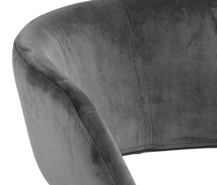 Detailaufnahme eines grauen Bürostuhls.